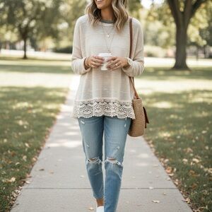 Kismet Cream Knit Top Size L